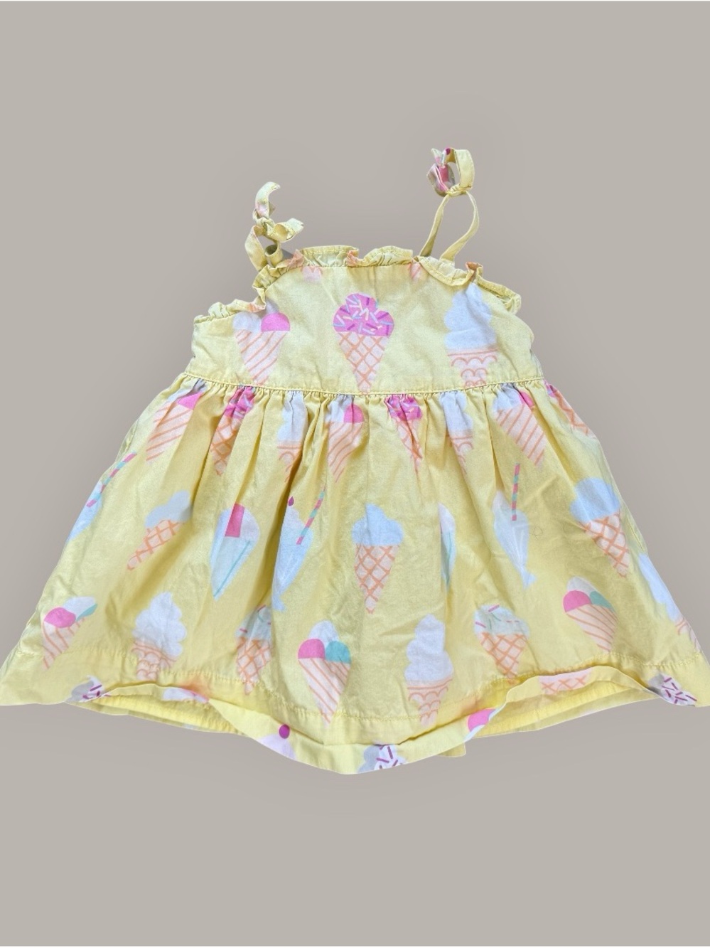 BabyGap Yellow Ice Cream Cone Ruffle Summer Sundress Tank Top Dress Baby Girl